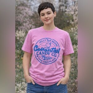 Cottontail Candy Co Pink Bunny Graphic Tee Shirt | Unisex M